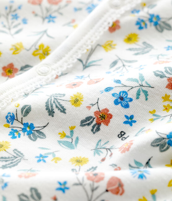 Combicourt fleuri bébé en coton blanc MARSHMALLOW/blanc MULTICO