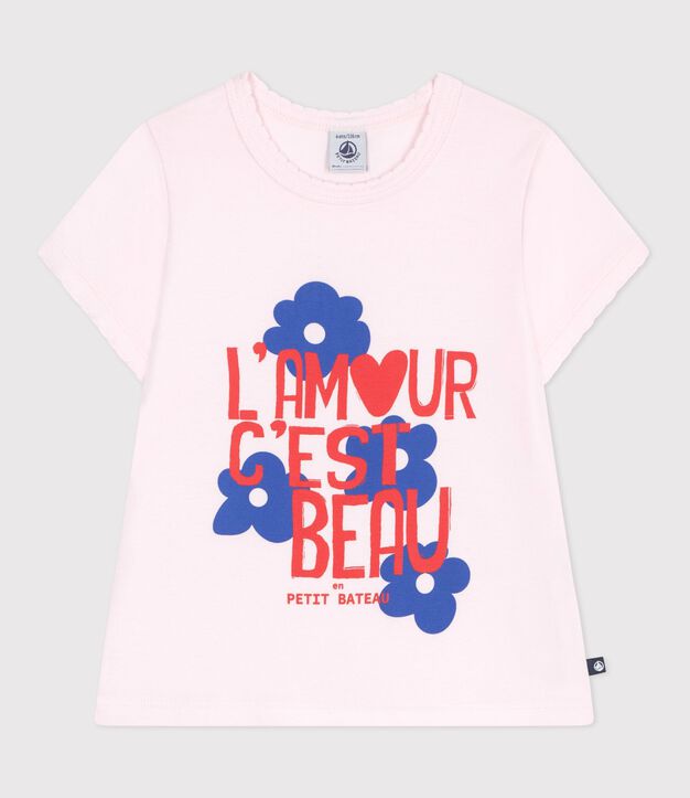 Tee-shirt enfant manches courtes en coton rose clair