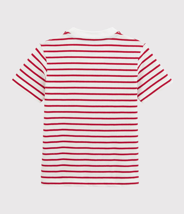 Jersey T-shirt met korte mouwen voor jongens wit/rood