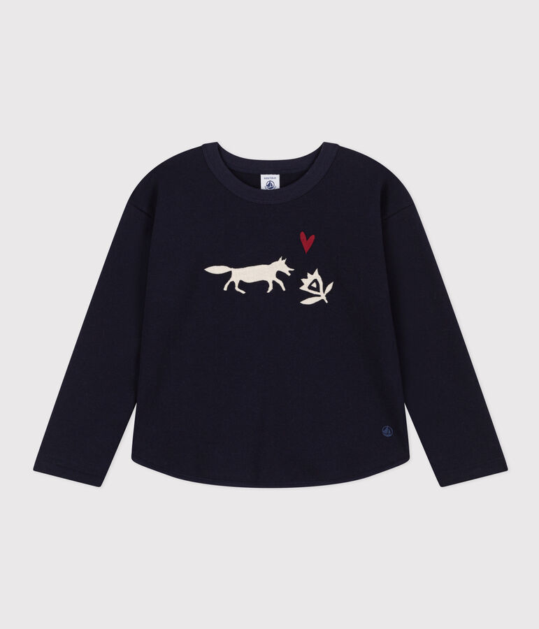 Sweater in molton voor meisjes blauw