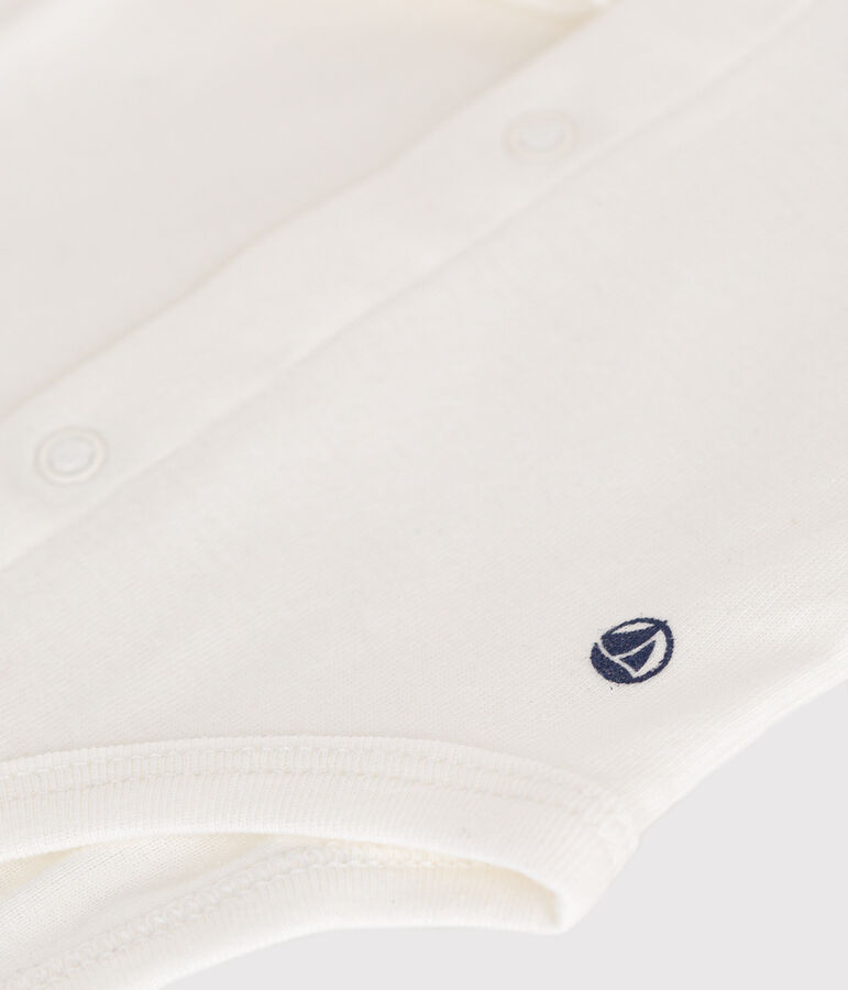 Katoenen body met lange mouwen en kraagje voor baby's wit