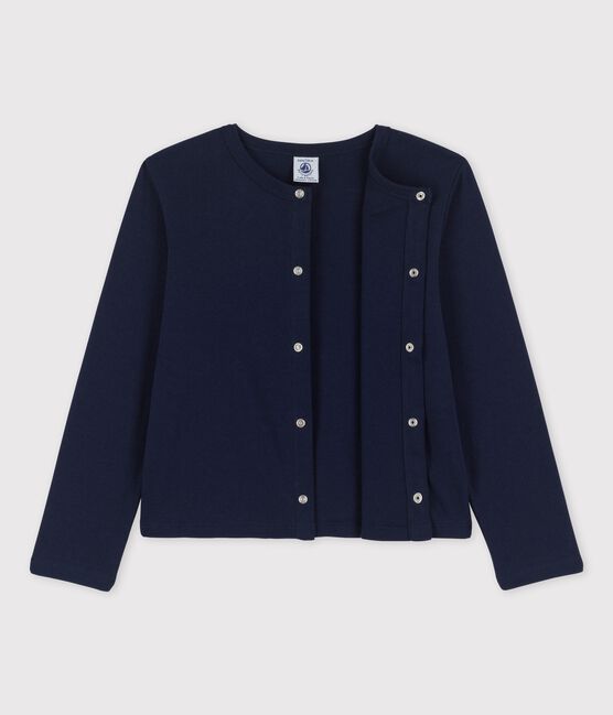 Cardigan en coton bio enfant fille bleu SMOKING