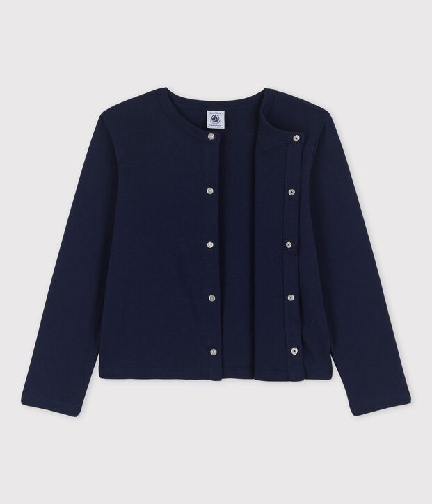 Cardigan en coton bio enfant fille bleu marine