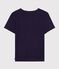 Dames-T-shirt van effen katoen met korte mouwen blauw