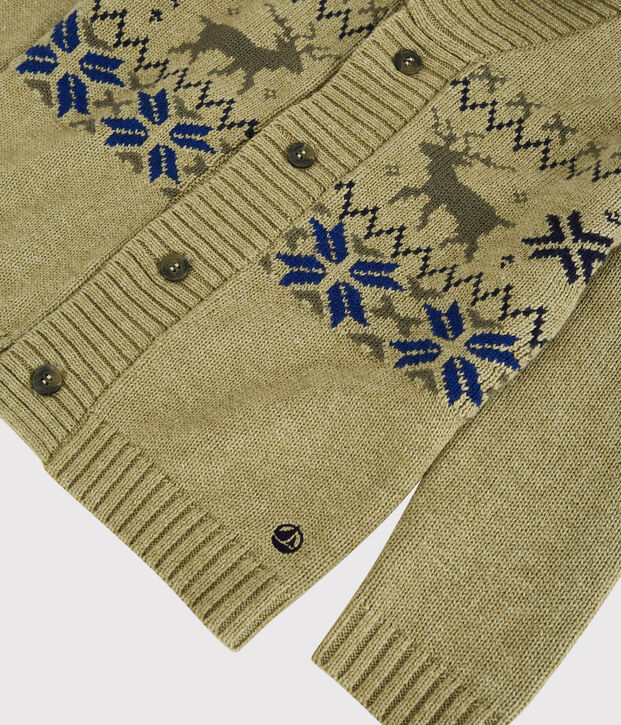 Cardigan laine et coton enfant gar&ccedil;on beige/multicouleur