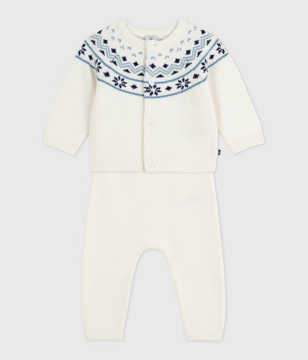 2-delige babysetje met jacquardgebreide cardigan blauw/blauw