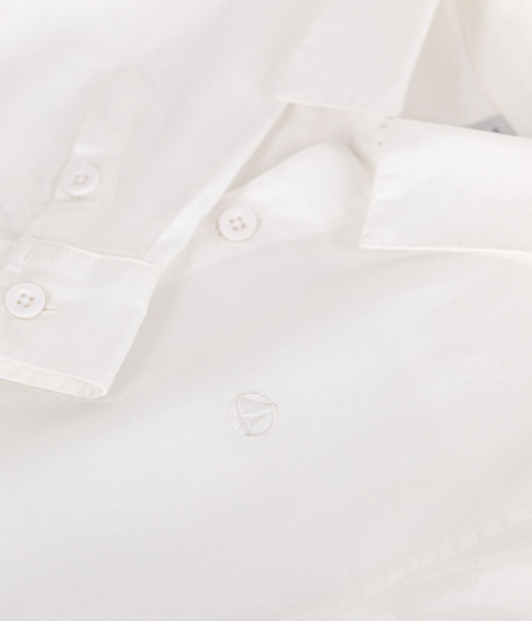 Effen katoenen kinderhemd met lange mouwen wit