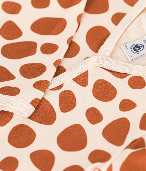 Pyjama sans pied girafe en coton b&eacute;b&eacute; &eacute;cru/marron
