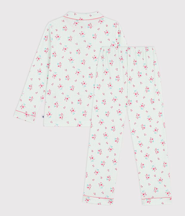 Katoenen geknoopte pyjama met print voor kinderen wit/blauw/multicouleur