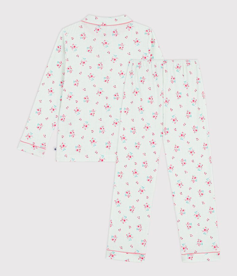 Katoenen geknoopte pyjama met print voor kinderen wit/blauw/multicouleur