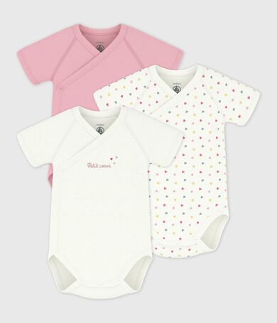 Lot de bodies crois&eacute;s manches courtes en coton imprim&eacute; b&eacute;b&eacute;