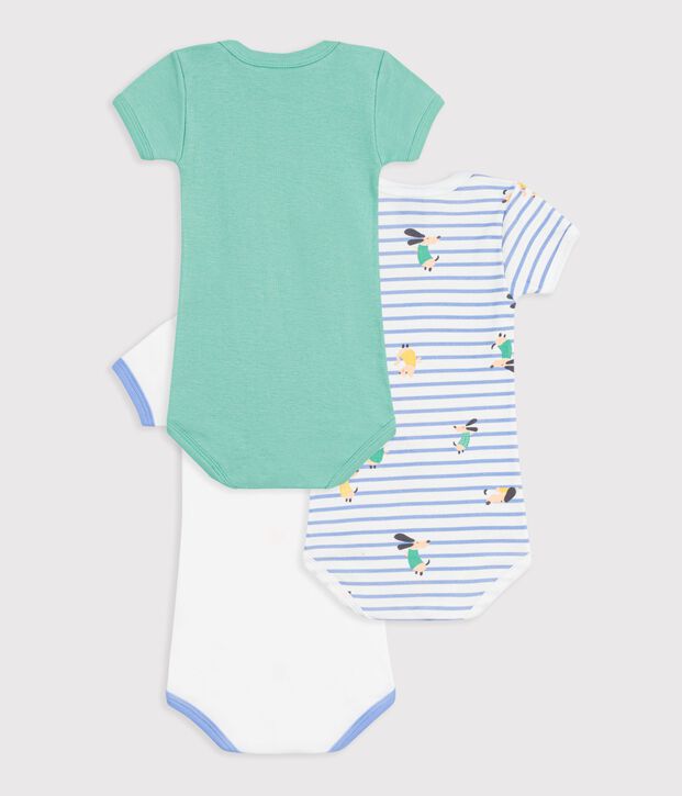 Lot de 3 bodies manches courtes en coton multicouleur