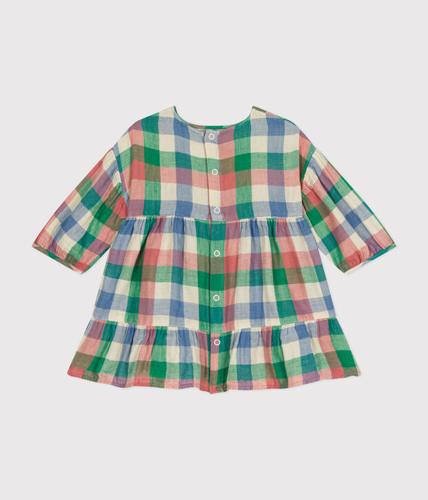 Babyjurkje met lange mouw van luchtig katoen ecru/multicouleur