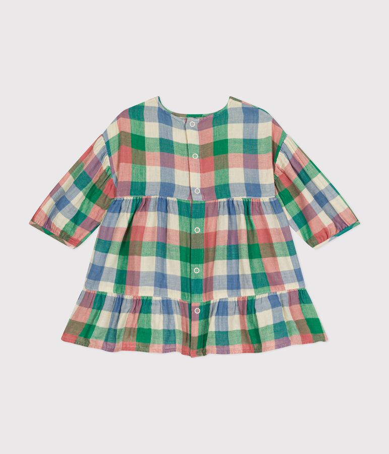 Babyjurkje met lange mouw van luchtig katoen ecru/multicouleur