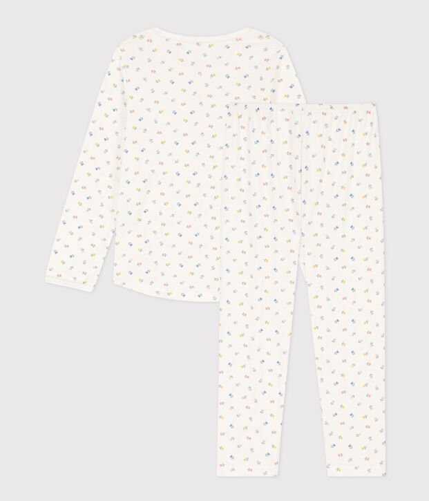 Meisjespyjama met bloemenprint in katoen wit/multicouleur