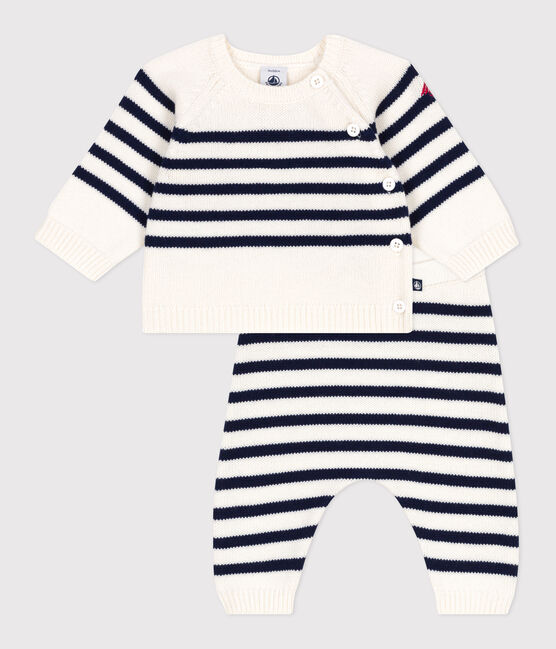 Tweedelig gebreid setje met marinestrepen blauw MARSHMALLOW/ SOIR