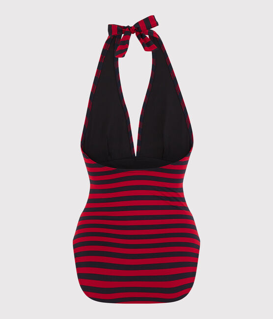 Maillot de bain 1 pièce reyclé Femme bleu SMOKING/rouge TERKUIT