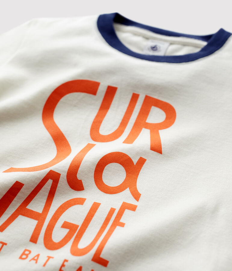 T-shirt manches courtes en coton enfant gar&ccedil;on blanc