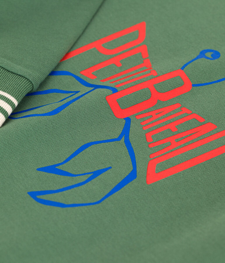 Sweatshirt enfant mixte en coton mprim&eacute; vert