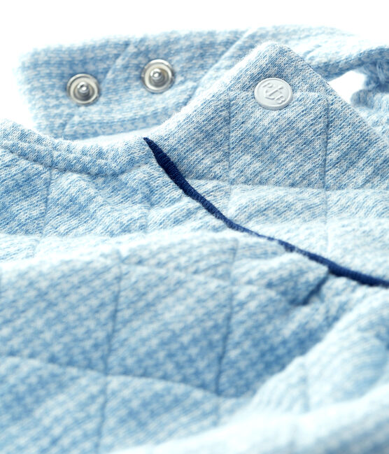 Korte salopette voor baby's van gewatteerde tubic blauw ACIER/wit MARSHMALLOW