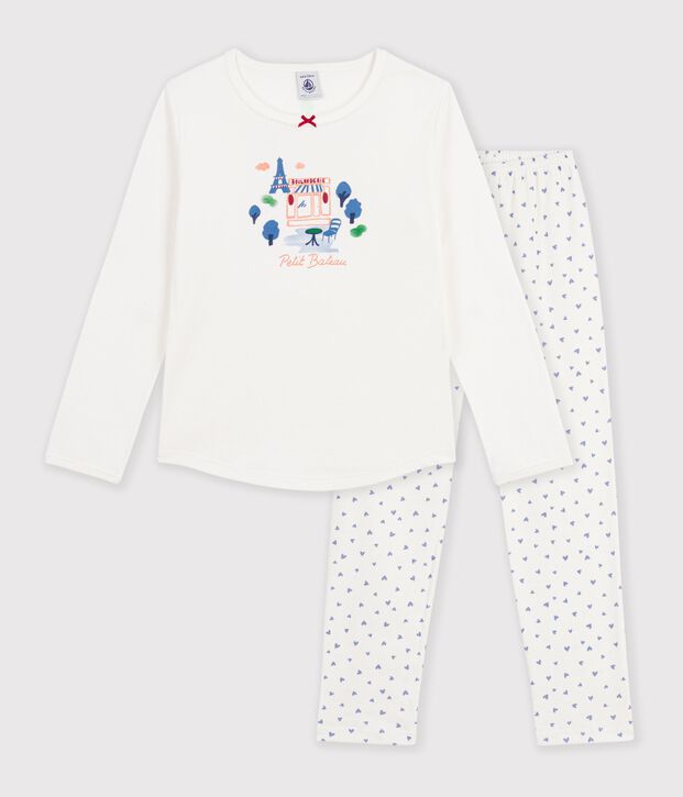 Katoenen kinderpyjama met Parijs-motiefje blauw/blauw