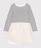Robe en tubique et tulle enfant fille blanc MARSHMALLOW/blanc MULTICO