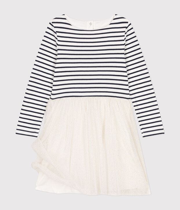 Jurk van tubic en tule voor meisjes wit/multicouleur