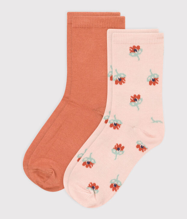 Set van 2 paar meisjessokken met bloemetjes multicouleur
