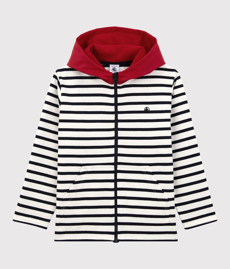 Sweatshirt met kap voor jongens/meisjes wit/blauw