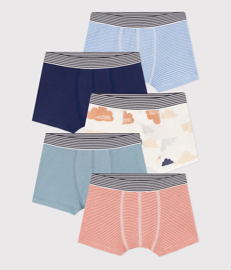Lot de 5 boxers nuages en coton petit gar&ccedil;on multicouleur
