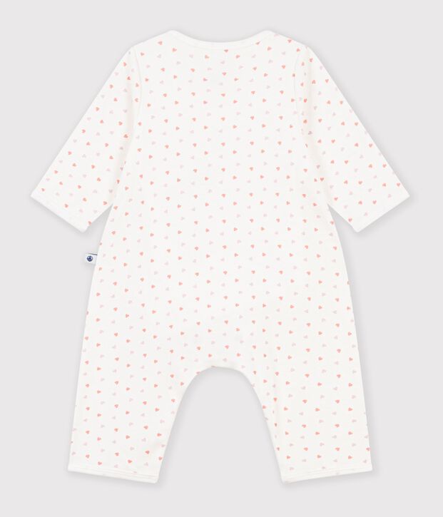 Katoenen bodypyjama zonder voetjes met bloemetjesprint wit/multicouleur
