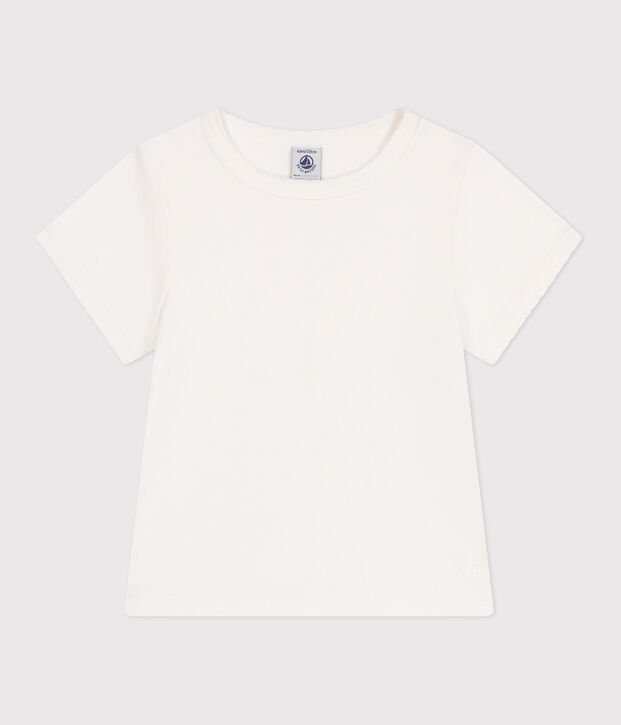 Tee-shirt enfant en coton manches courtes uni blanc