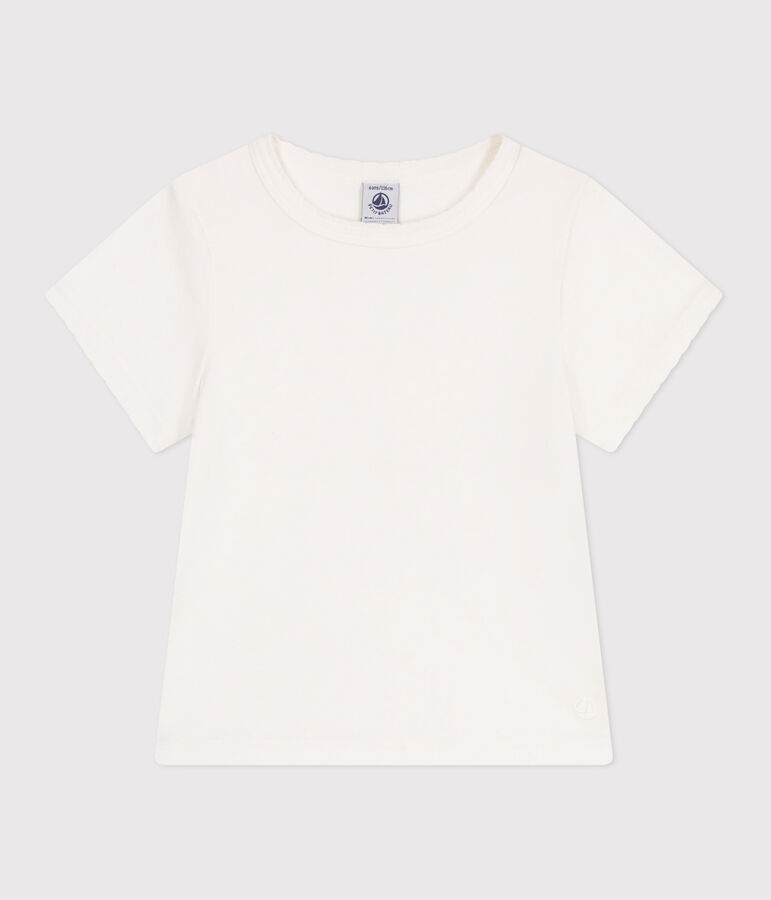Teeshirt enfant en coton manches courtes uni blanc