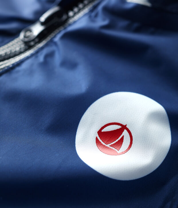Warme windstopper van gerecycleerd polyester voor baby's blauw/wit