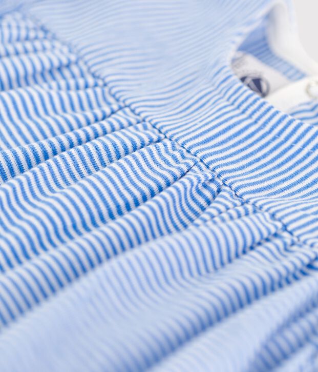 Blouse met korte mouwen van biologisch katoen voor baby's blauw/wit