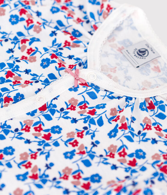 Kort babypakje van katoen met met bloemenprint wit MARSHMALLOW/wit MULTICO
