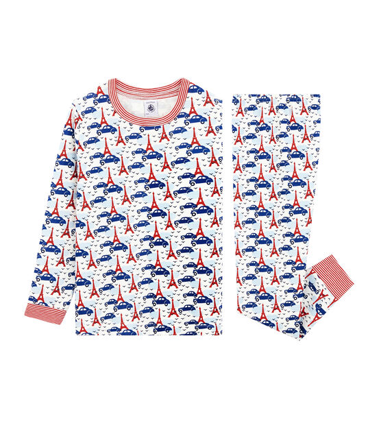 Pyjama petit garçon en côte blanc MARSHMALLOW/blanc MULTICO