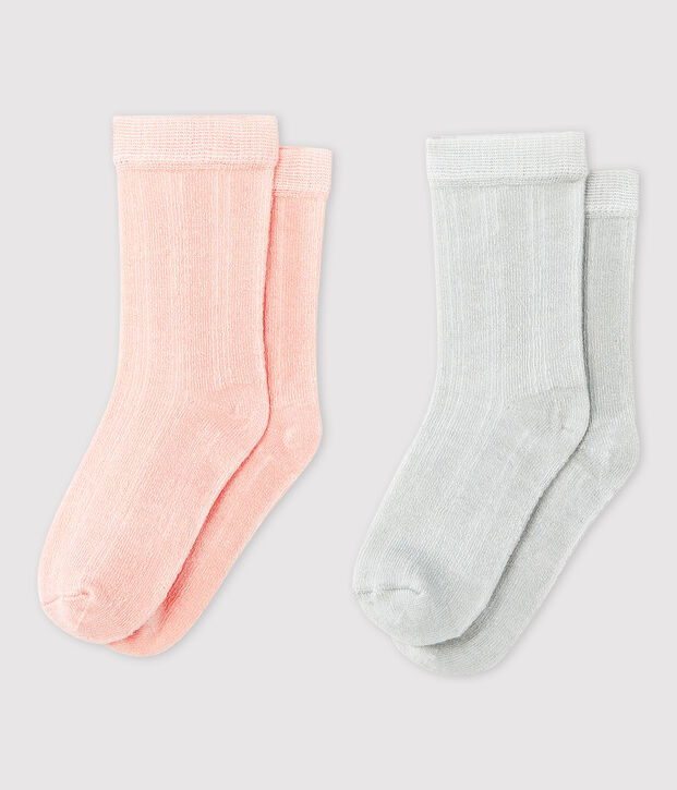 Set van 2 paar gestreepte sokken voor baby meisje multicouleur