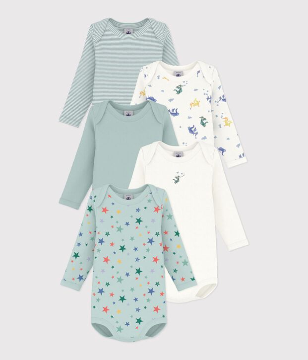 Lot de bodies manches longues en coton imprim&eacute; dragons b&eacute;b&eacute; multicouleur
