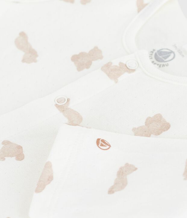 Babypyjama in tubic met print wit/BRUN