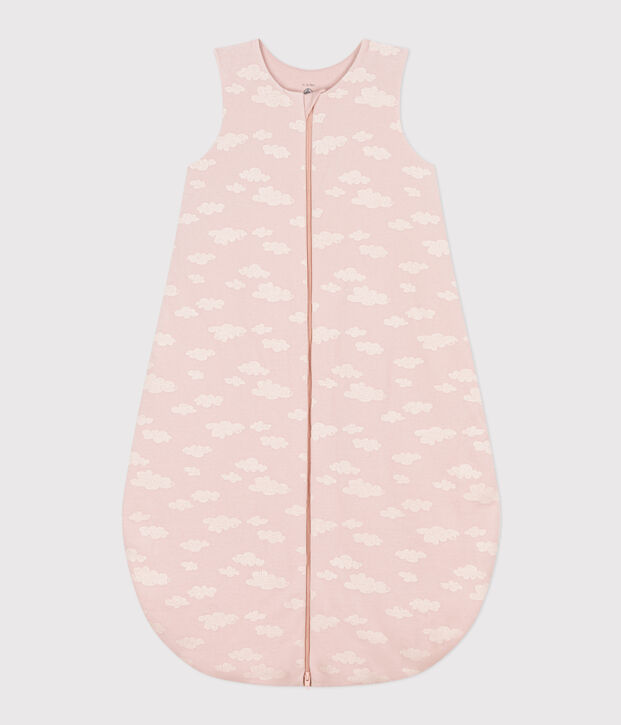 Fluwelen trappelzakje met wolkenprint voor baby's TOG 2 roze/wit