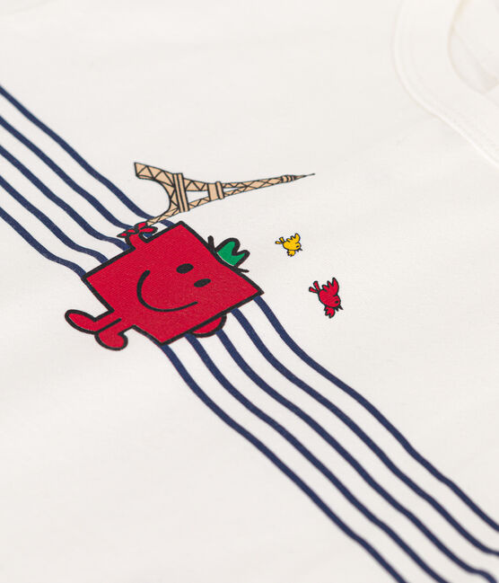 Katoenen T-shirt met Monsieur Madame-motief voor baby's wit MARSHMALLOW