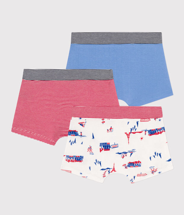 Set van 3 katoenen boxershorts voor jongens met Parijs-print multicouleur