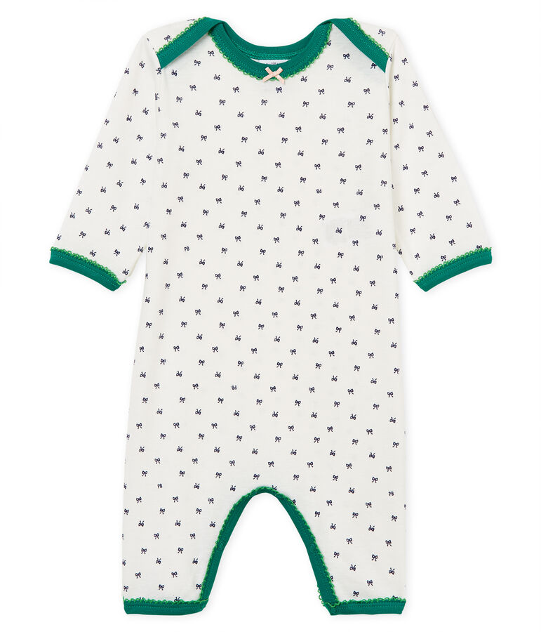 Pyjama van ribstof voor babymeisjes wit/blauw