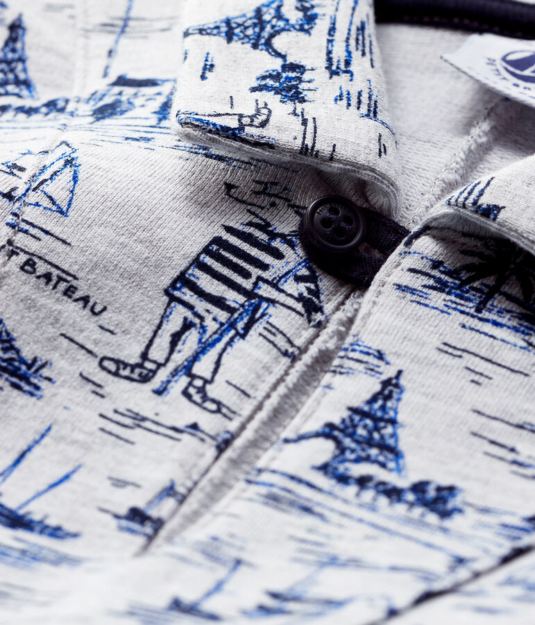 Combinaison courte en molleton imprim&eacute; b&eacute;b&eacute; gar&ccedil;on gris POUSSIERE/bleu SMOKING