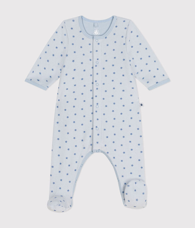 Fluwelen bodypyjama met sterretjes voor baby's blauw/blauw