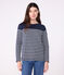 Katoenen marineshirt met lange mouw voor dames blauw SMOKING/wit MARSHMALLOW