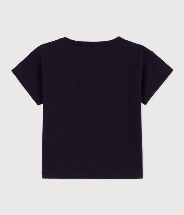 Tee-shirt manches courtes b&eacute;b&eacute; en jersey flamm&eacute; bleu marine
