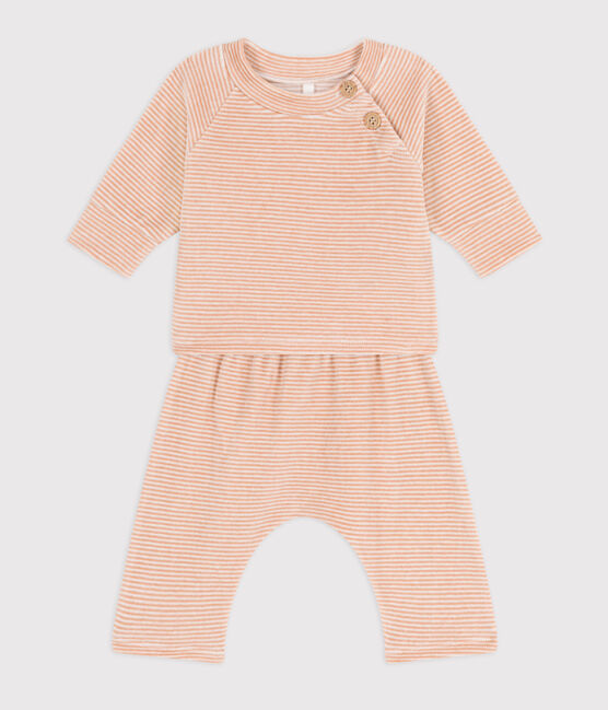 Ensemble 2 pièces bébé en velours en coton VINTAGE/ MARSHMALLOW