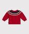 Gebreid babytruitje met wol rood STOP/ MULTICO